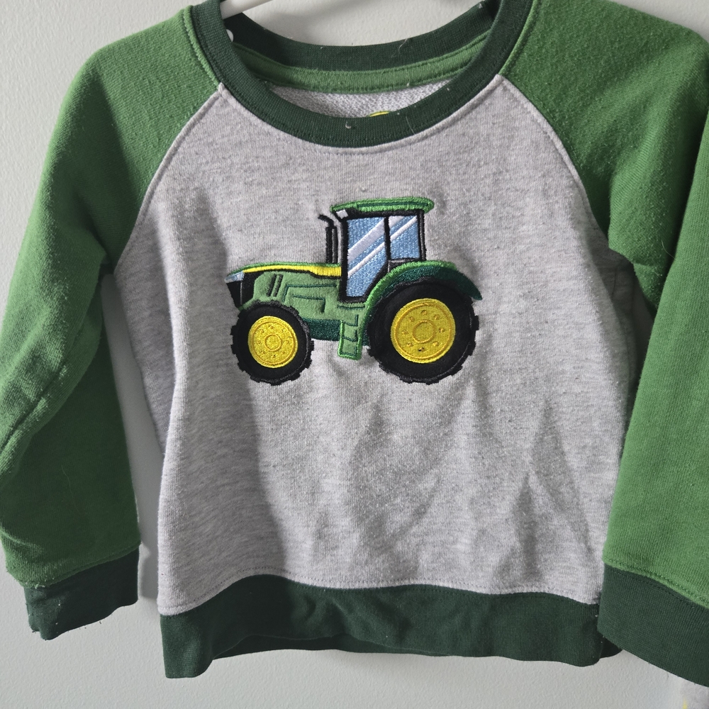 Green and Gray Tractor Kids Shirt